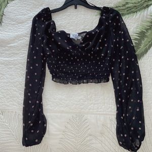 princess polly black and pink floral top